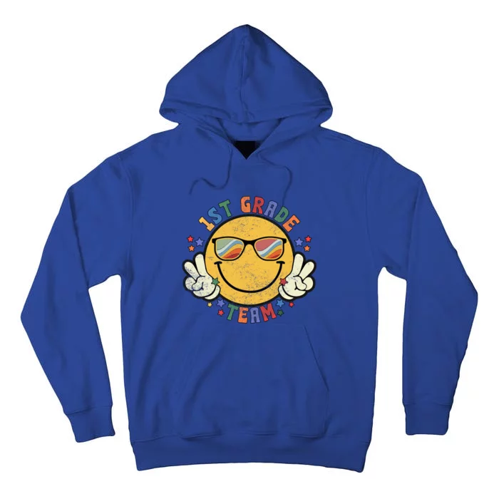 1St Grade Team Happy Face Smile Gift Back To School Gift Tall Hoodie