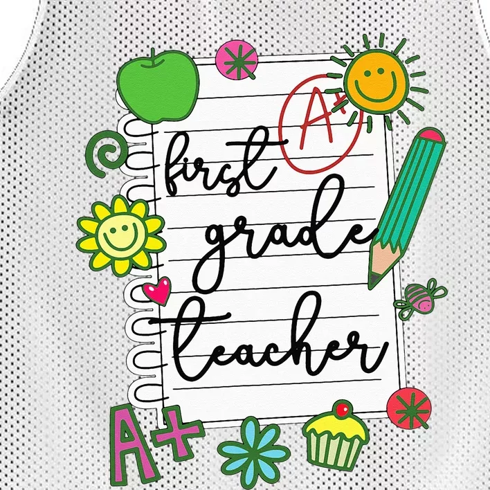 1st Grade Teacher Best First Grade Teacher Mesh Reversible Basketball Jersey Tank