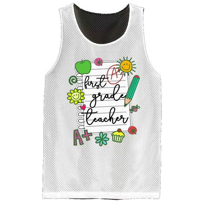 1st Grade Teacher Best First Grade Teacher Mesh Reversible Basketball Jersey Tank