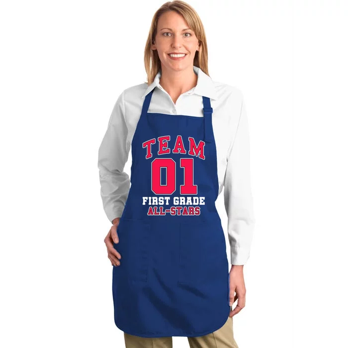 1St Grade Team 01 AllStars First Grade Teacher Student Gift Full-Length Apron With Pocket