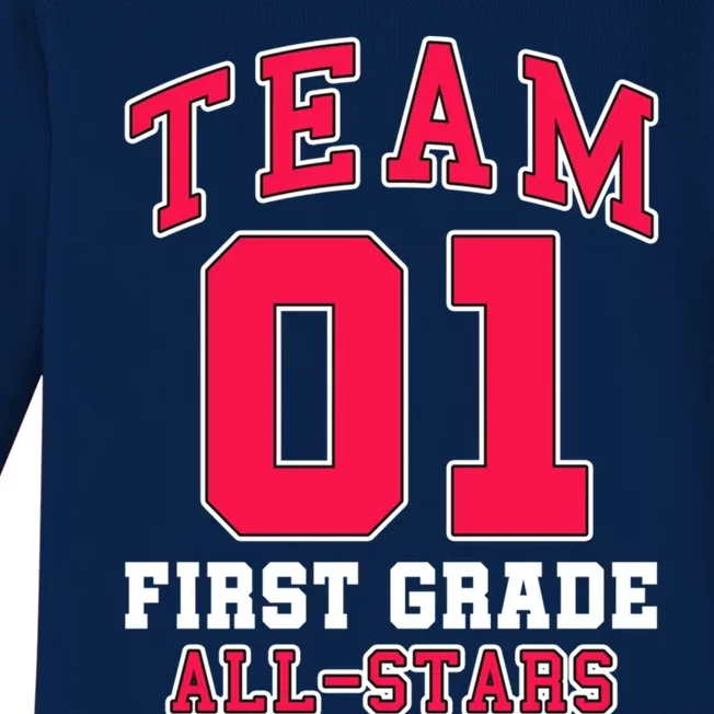 1St Grade Team 01 AllStars First Grade Teacher Student Gift Baby Long Sleeve Bodysuit