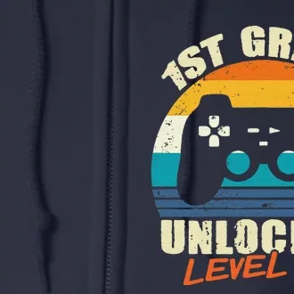 1st Grade Unlocked Level Up Gamer Back To School Full Zip Hoodie