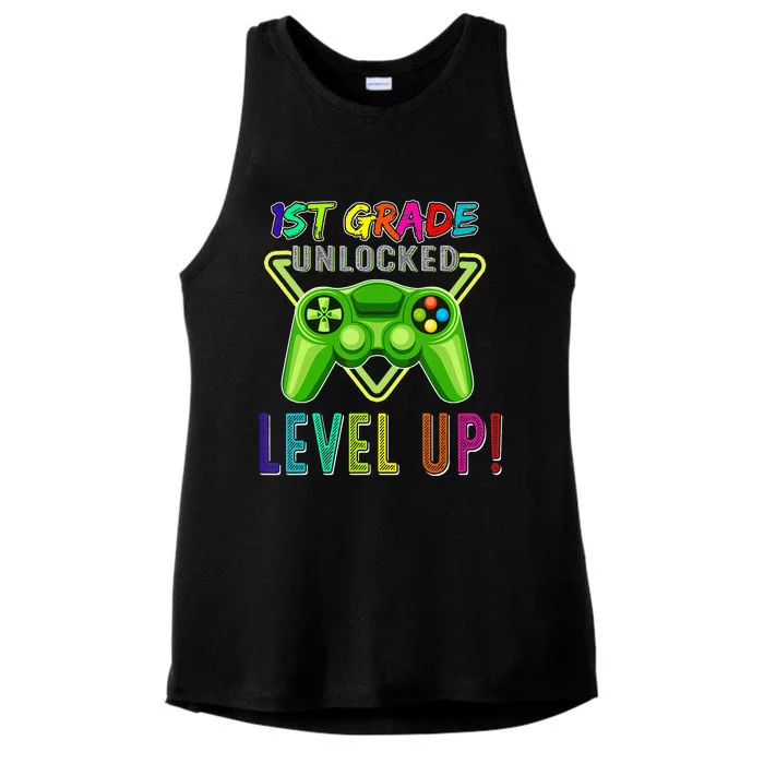 1St Grade Unlocked Level Up Gamer Back To School First Grade Ladies Tri-Blend Wicking Tank