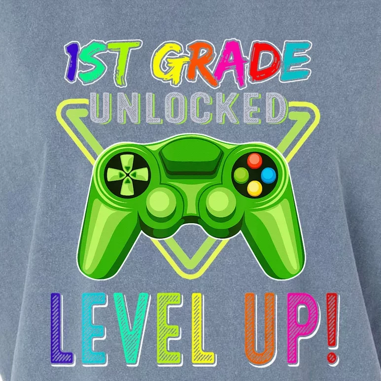 1St Grade Unlocked Level Up Gamer Back To School First Grade Garment-Dyed Women's Muscle Tee