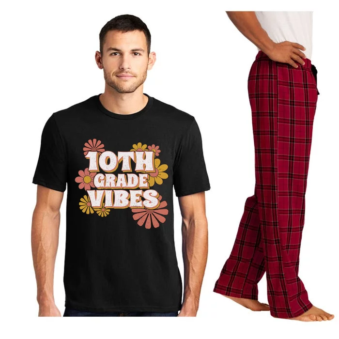 10Th Grade Vibes Great Gift Tenth Grade Retro Floral Teachers Funny Gift Pajama Set