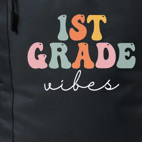 1st Grade Vibes Retro Groovy Funny Happy First Day Of School Daily Commute Backpack