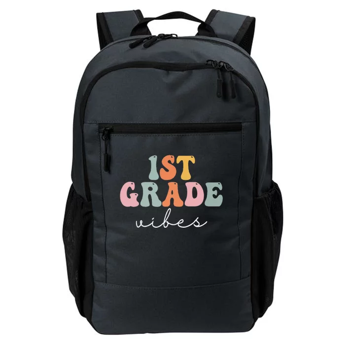 1st Grade Vibes Retro Groovy Funny Happy First Day Of School Daily Commute Backpack