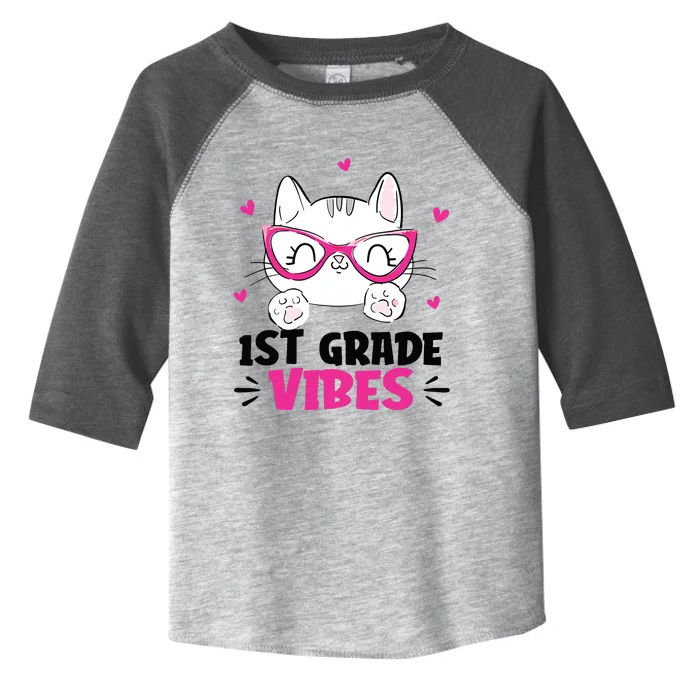 1st Grade Vibes Back To School Cute Cat Cute For Girl Toddler Fine Jersey T-Shirt