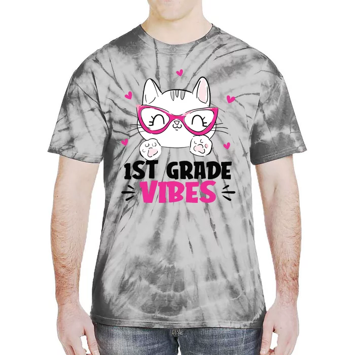 1st Grade Vibes Back To School Cute Cat Cute For Girl Tie-Dye T-Shirt