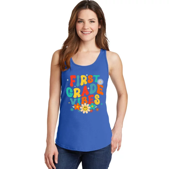 1st Grade Vibes Back To School Retro First Grade Teachers Ladies Essential Tank