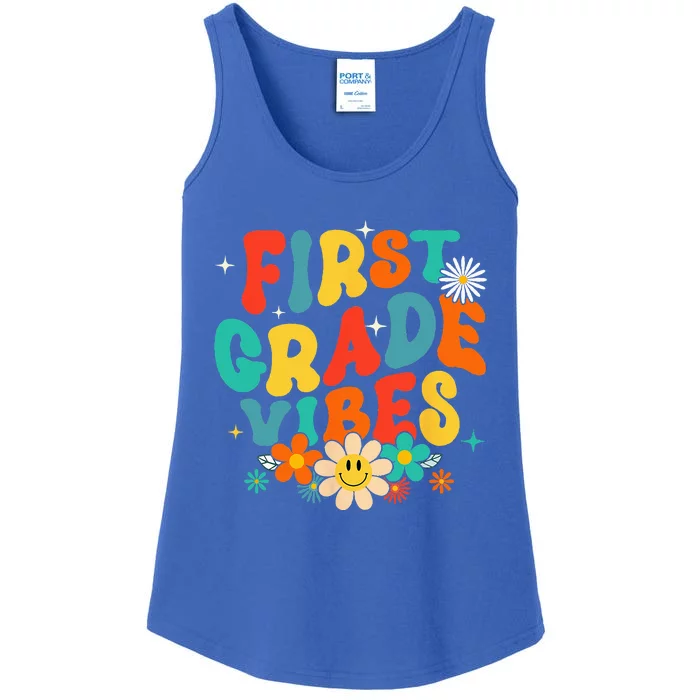 1st Grade Vibes Back To School Retro First Grade Teachers Ladies Essential Tank