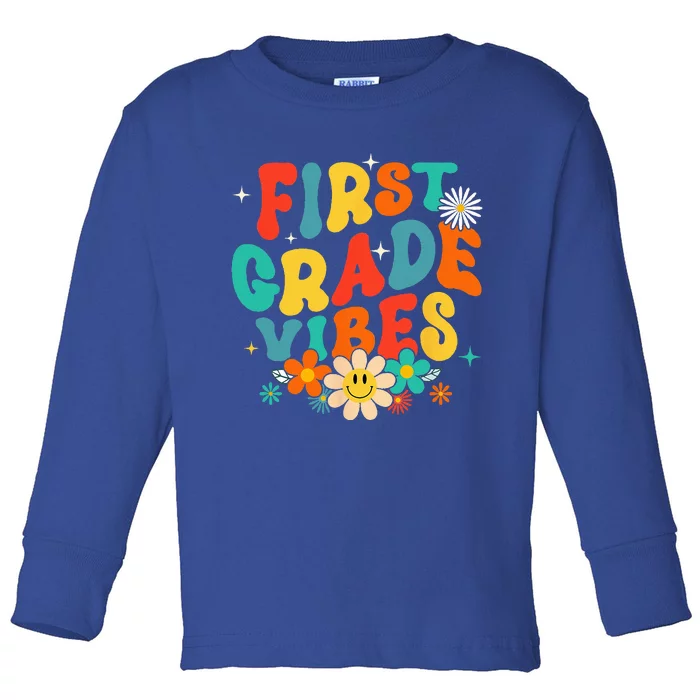 1st Grade Vibes Back To School Retro First Grade Teachers Toddler Long Sleeve Shirt