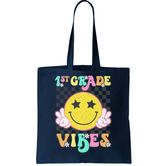 1st Grade Vibes Smile Face Back To School First Grade Tote Bag