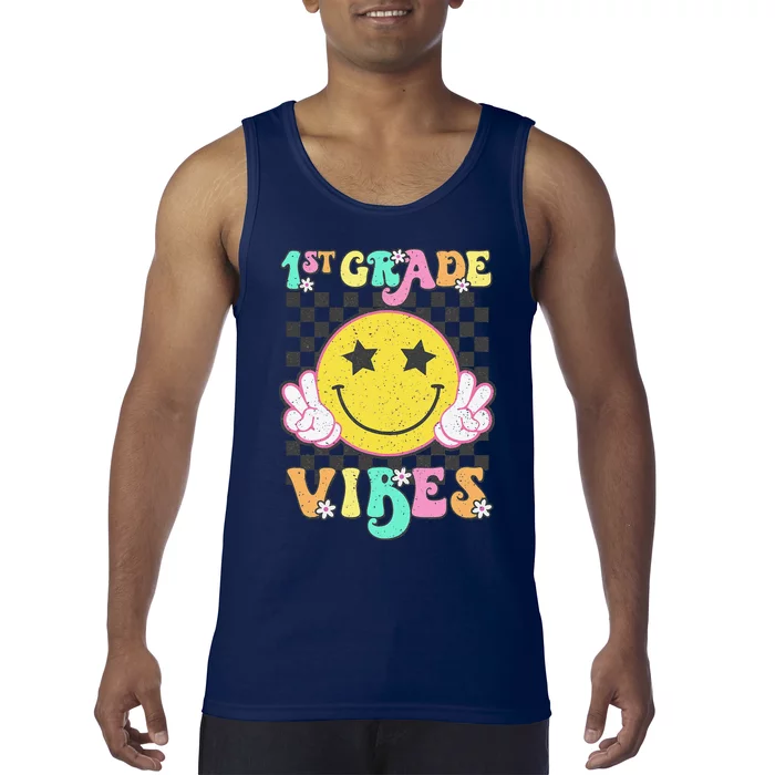 1st Grade Vibes Smile Face Back To School First Grade Tank Top