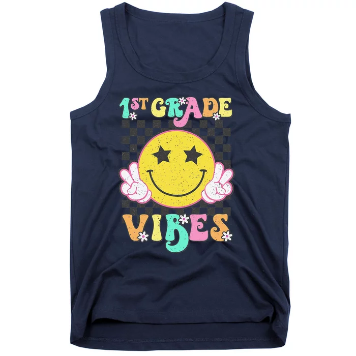 1st Grade Vibes Smile Face Back To School First Grade Tank Top