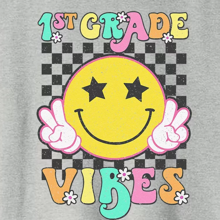 1st Grade Vibes Smile Face Back To School First Grade Women's Crop Top Tee