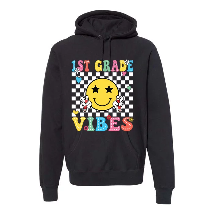 1st Grade Vibes Smile Face Back To School First Grade Premium Hoodie