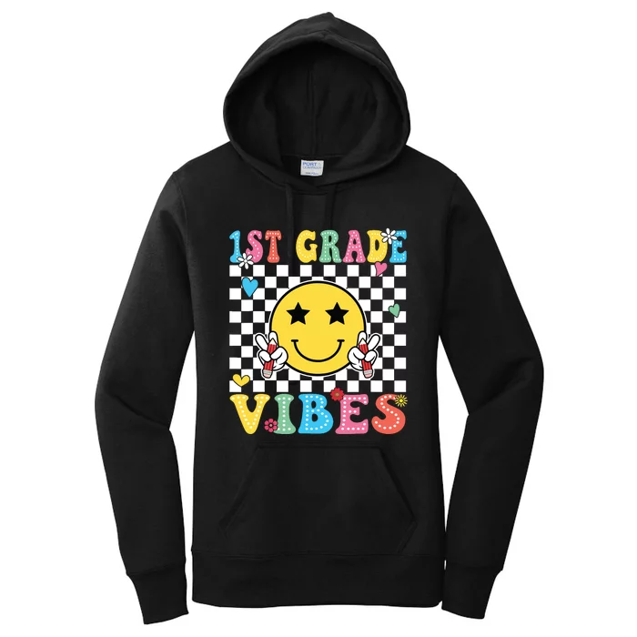 1st Grade Vibes Smile Face Back To School First Grade Women's Pullover Hoodie