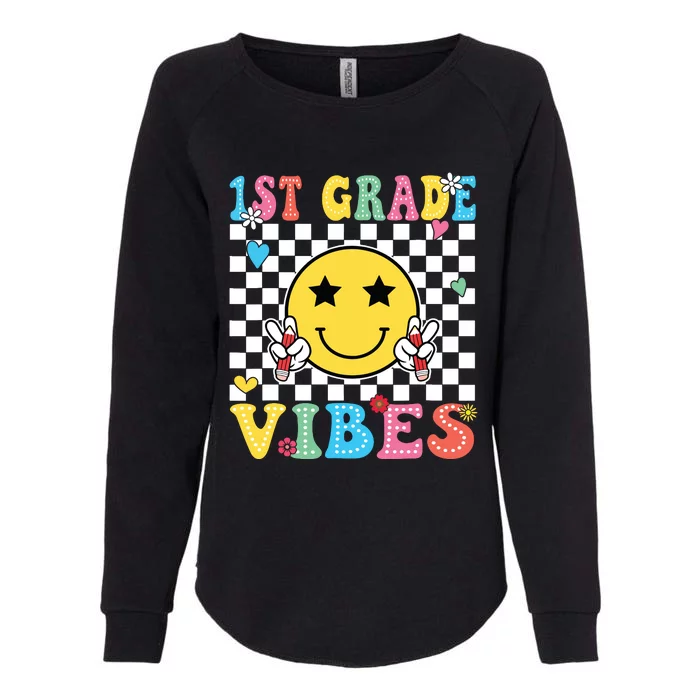 1st Grade Vibes Smile Face Back To School First Grade Womens California Wash Sweatshirt