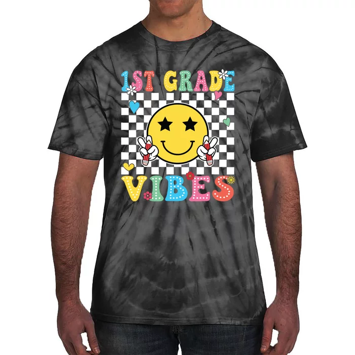 1st Grade Vibes Smile Face Back To School First Grade Tie-Dye T-Shirt