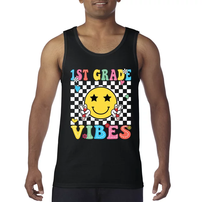 1st Grade Vibes Smile Face Back To School First Grade Tank Top