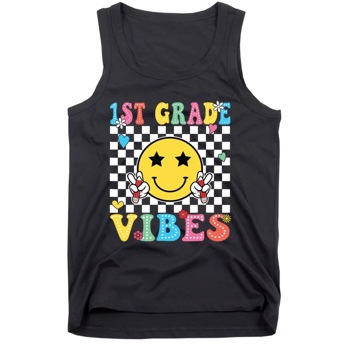 1st Grade Vibes Smile Face Back To School First Grade Tank Top