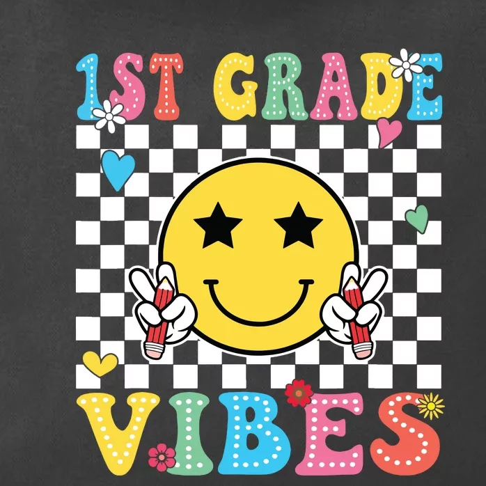 1st Grade Vibes Smile Face Back To School First Grade Zip Tote Bag