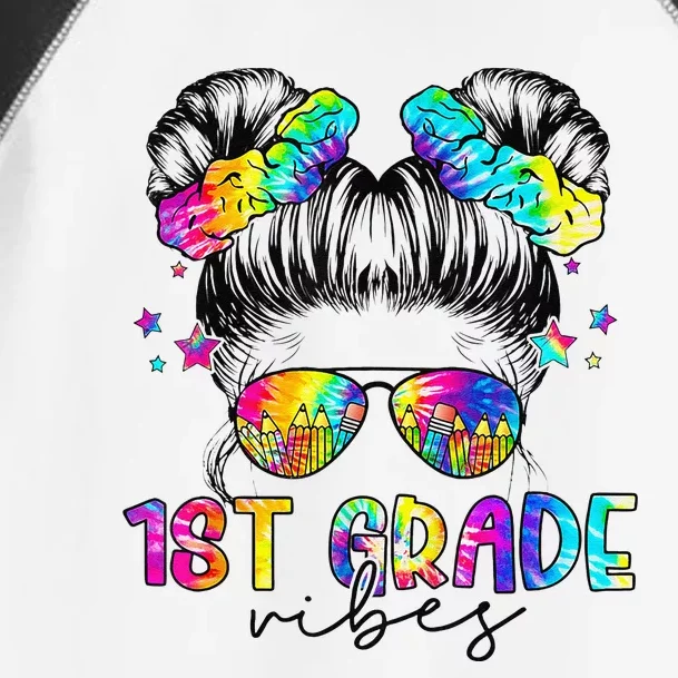 1st Grade Vibes Messy Bun First Grade Back To School Toddler Fine Jersey T-Shirt