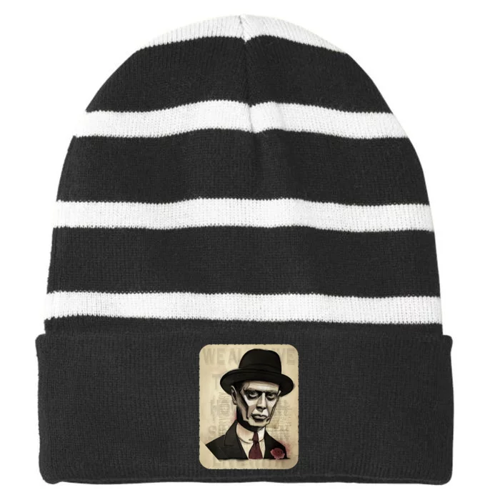 1920s Gangster Vintage Retro Art Design Striped Beanie with Solid Band