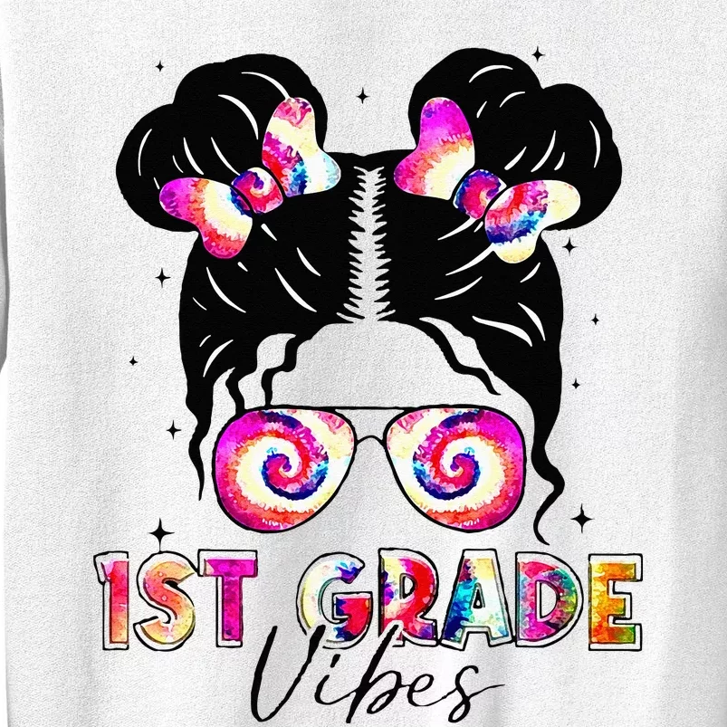 1st Grade Vibes Messy Bun First Grade Back To School Sweatshirt