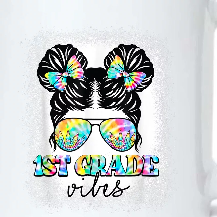 1st Grade Vibes Messy Hair Bun Girl Back To School First Day Black Color Changing Mug