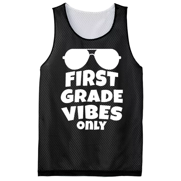 1st Grade Vibes Only Sunglasses 1st Day of School Gift Mesh Reversible Basketball Jersey Tank