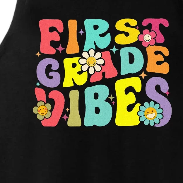 1st Grade Vibes Smile Face Back To School First Grade Ladies Tri-Blend Wicking Tank