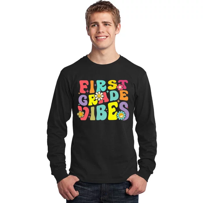 1st Grade Vibes Smile Face Back To School First Grade Tall Long Sleeve T-Shirt