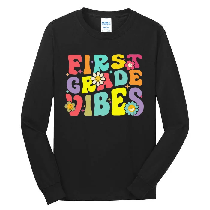 1st Grade Vibes Smile Face Back To School First Grade Tall Long Sleeve T-Shirt