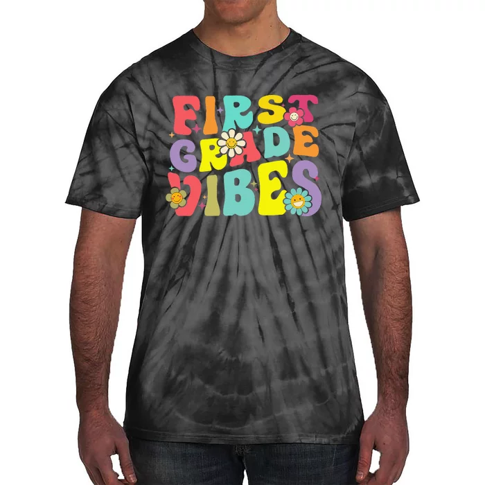 1st Grade Vibes Smile Face Back To School First Grade Tie-Dye T-Shirt