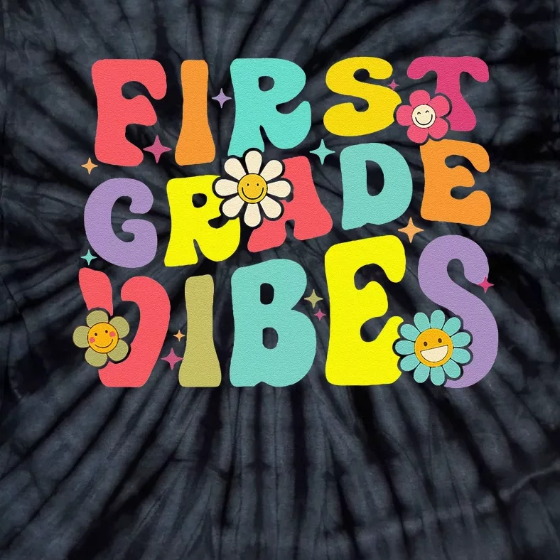 1st Grade Vibes Smile Face Back To School First Grade Tie-Dye T-Shirt