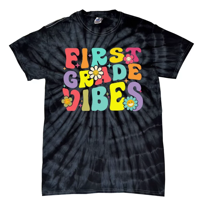 1st Grade Vibes Smile Face Back To School First Grade Tie-Dye T-Shirt