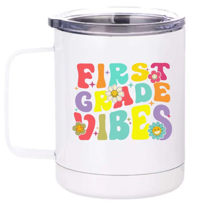 1st Grade Vibes Smile Face Back To School First Grade Front & Back 12oz Stainless Steel Tumbler Cup