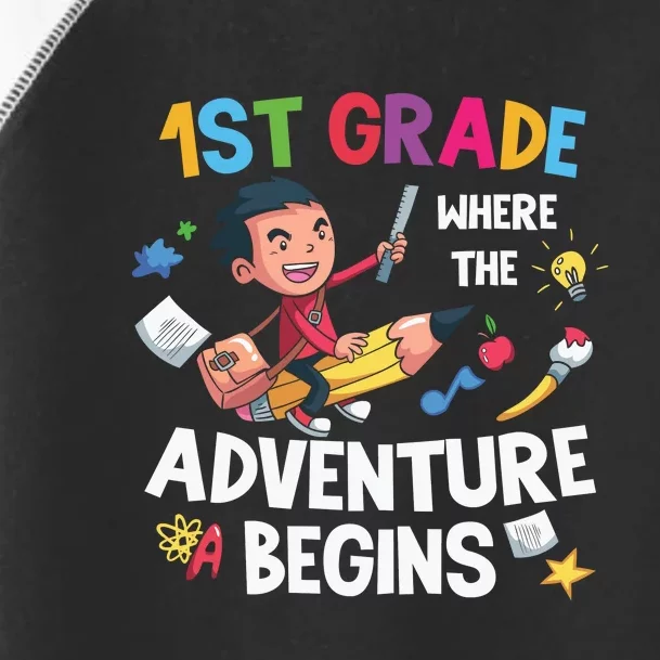 1st Grade Where The Adventure Begins Back To School Toddler Fine Jersey T-Shirt