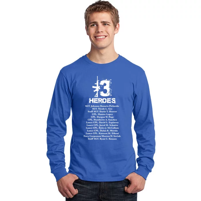 13 Heroes 08funny Gift26funny Gift2021 Never Forget Honor Fallen Soldiers Gift Tall Long Sleeve T-Shirt