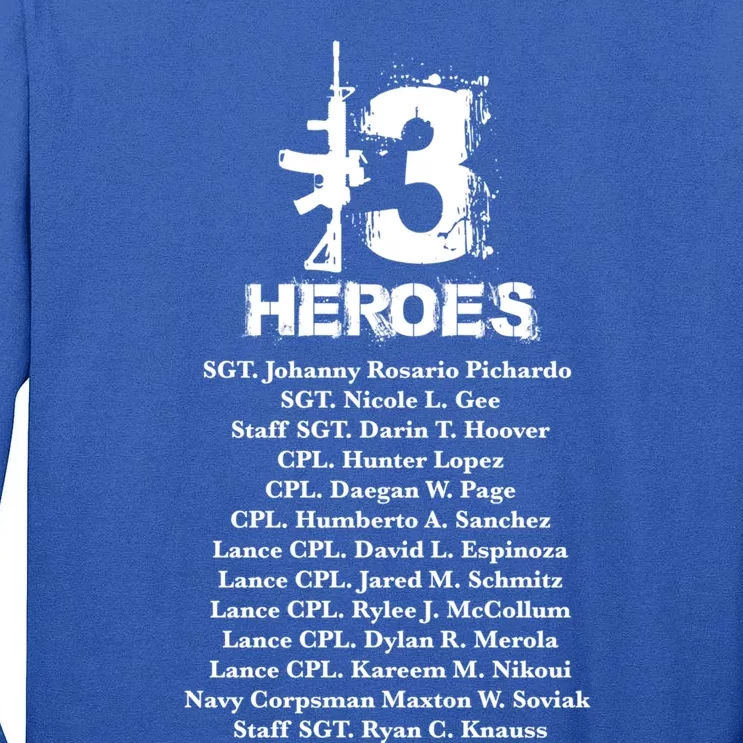 13 Heroes 08funny Gift26funny Gift2021 Never Forget Honor Fallen Soldiers Gift Tall Long Sleeve T-Shirt