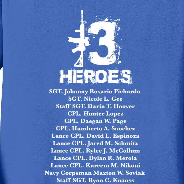 13 Heroes 08funny Gift26funny Gift2021 Never Forget Honor Fallen Soldiers Gift Kids Long Sleeve Shirt