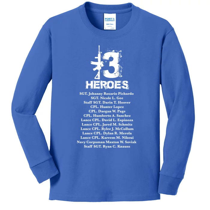 13 Heroes 08funny Gift26funny Gift2021 Never Forget Honor Fallen Soldiers Gift Kids Long Sleeve Shirt