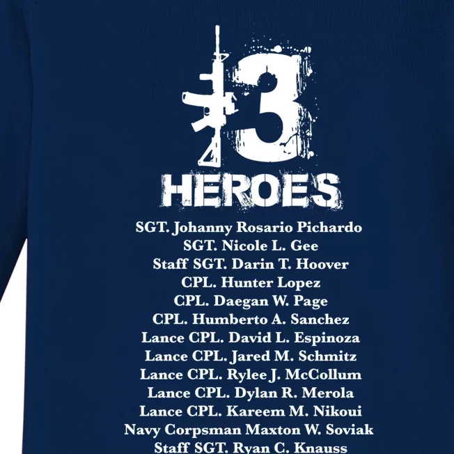 13 Heroes 08cool Gift26cool Gift2021 Never Forget Honor Fallen Soldiers Gift Baby Long Sleeve Bodysuit