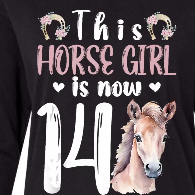 14th Horse Birthday Party 14 Year Old Girl Horses Birthday Womens Cotton Relaxed Long Sleeve T-Shirt