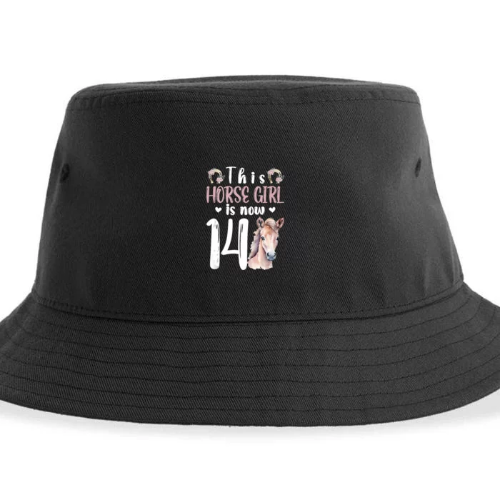 14th Horse Birthday Party 14 Year Old Girl Horses Birthday Sustainable Bucket Hat