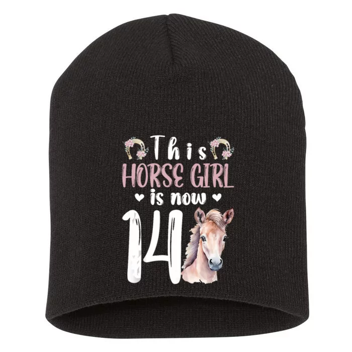 14th Horse Birthday Party 14 Year Old Girl Horses Birthday Short Acrylic Beanie