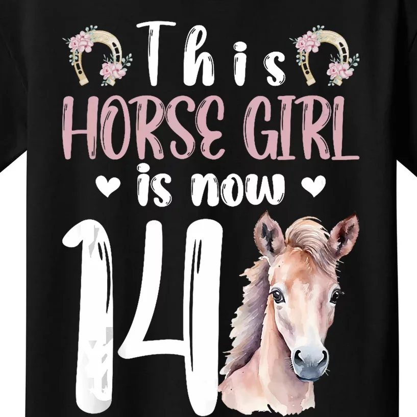 14th Horse Birthday Party 14 Year Old Girl Horses Birthday Kids T-Shirt