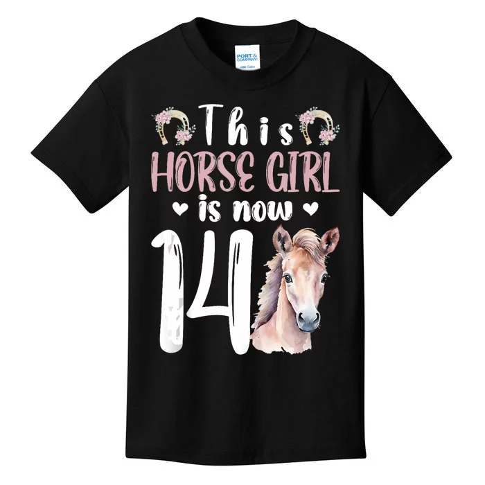 14th Horse Birthday Party 14 Year Old Girl Horses Birthday Kids T-Shirt